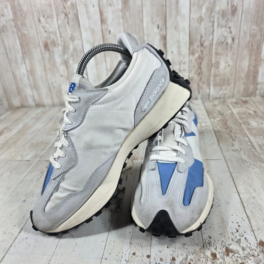 New Balance 327 Mens Grey Blue Suede Nylon Lifestyle Sneakers MS327LC1 Size 8